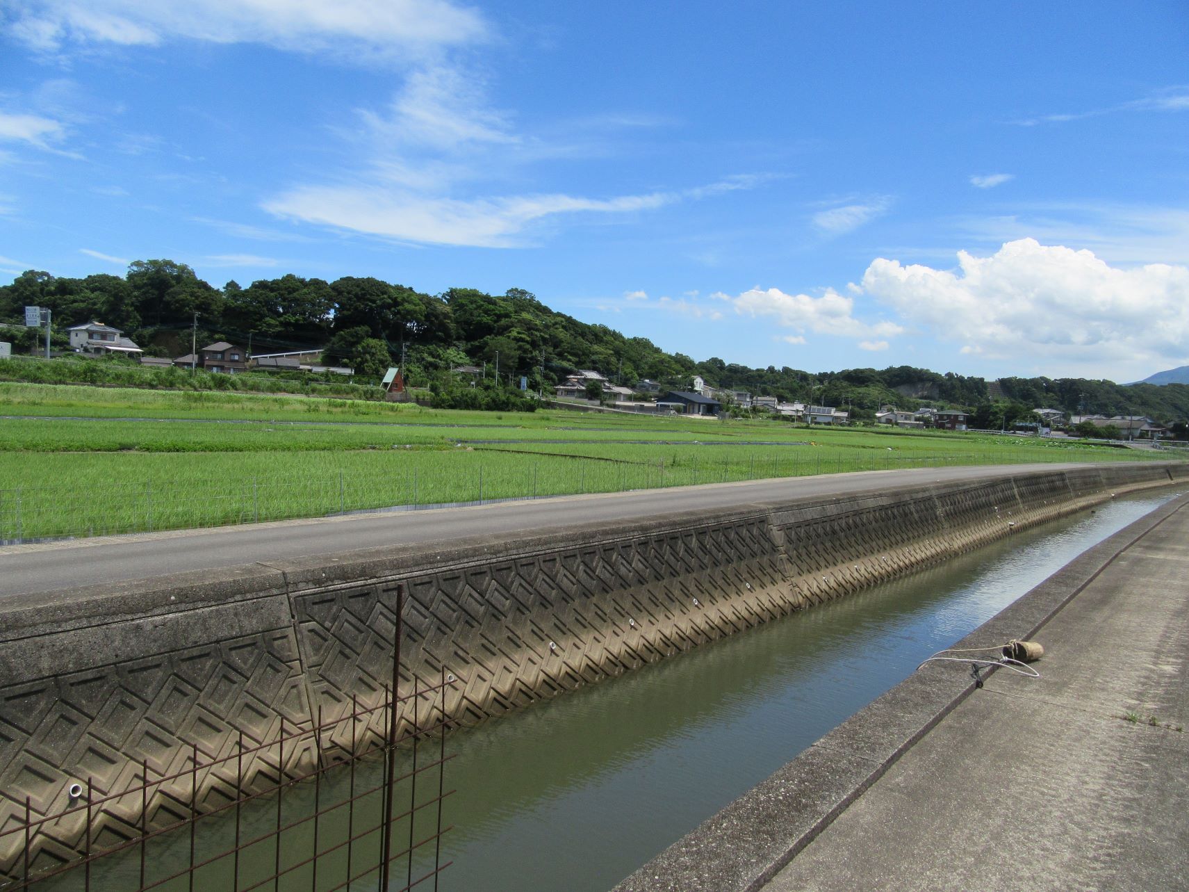 唐比ハス園の近くの味わい深い田舎の風景。
