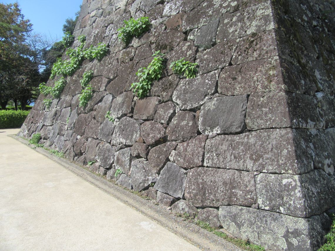 長崎県大村市の玖島城跡の石垣。