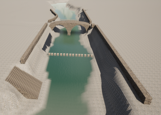 Unreal Engineで製作途中の、長崎市にある眼鏡橋の再現。