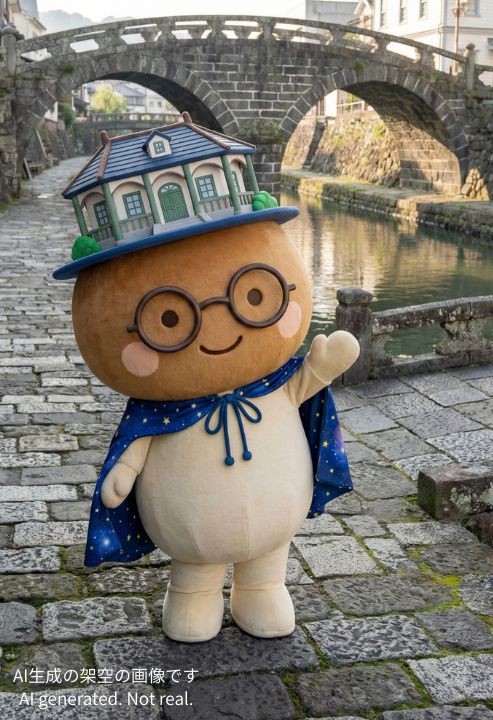 長崎をイメージしたオリジナルキャラクター『ながぷく』の着ぐるみ風。